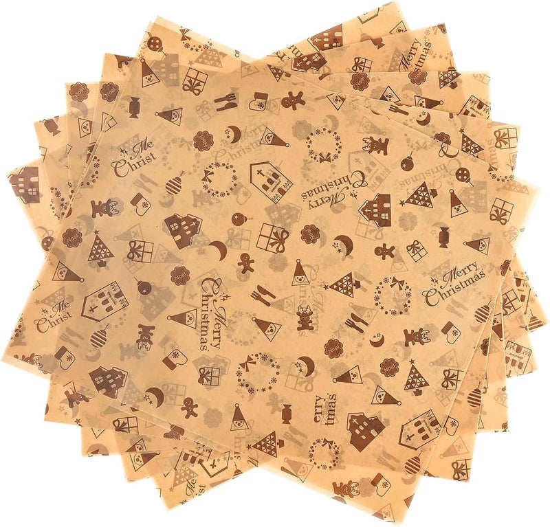 Ocmoiy 100 Sheets Christmas Wax Paper 8.6" x 9.8" Sandwich Wrapping Paper, Colored Decorative Deli Parchment Food Basket Liners for Wrapping Holiday Treats, Candy, Cookies (Coffee Xmas) - Image 1